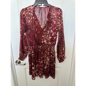 SOCIALITE Long Sleeve Smocked Waist Chiffon Minidress